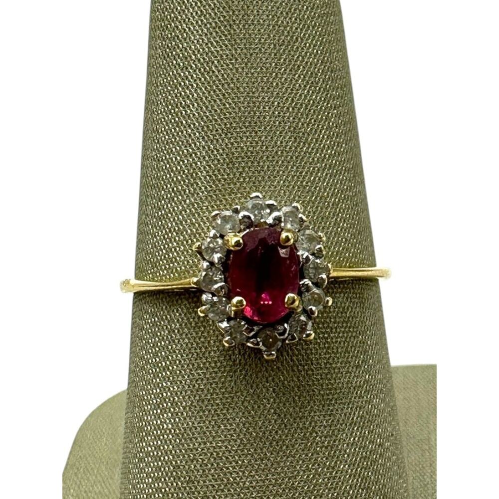 14K Yellow Gold & Treated Sapphire Oval with .24cttw Diamond Halo Ring (5363)